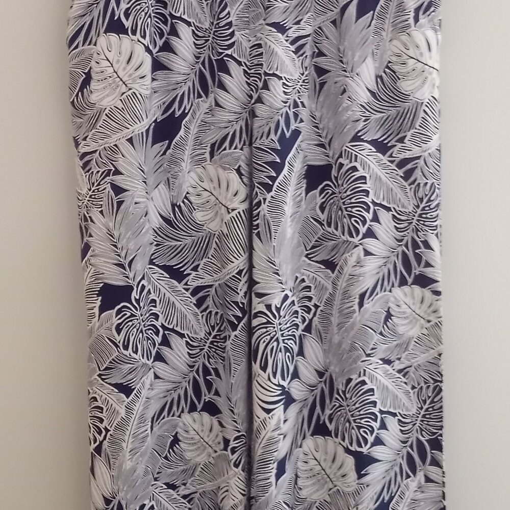 'Panama Jack' Wide leg Pant Size XL Linen Blend Navy/White Tropical Pockets EUC - Picture 3 of 10